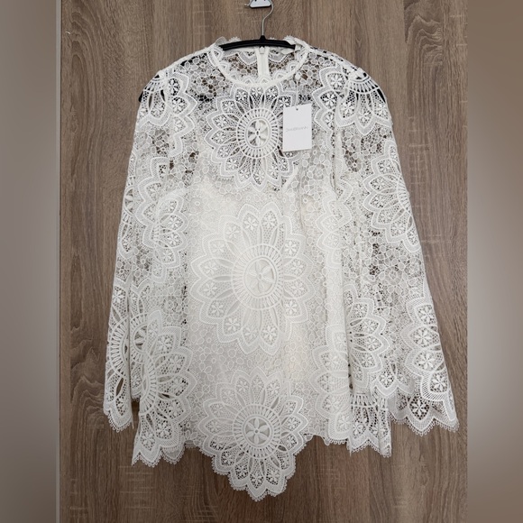 ZIMMERMAN Chintz Doily Lace Top In Ivory - Picture 9 of 16